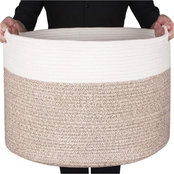 Other - Extra Large 22 x 14in Decorative Blanket Basket for Living Room, Laundry Basket,